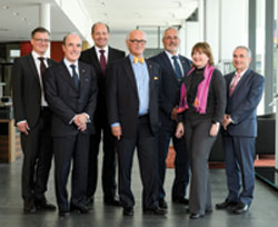 The Supervisory Board of the Endress+Hauser Group (from left): Dr Heiner Zehntner (secretary), Fernando Fuenzalida, Thomas Kraus, Klaus Endress (president), Hans-Peter Endress, Antonietta Pedrazzetti and Dr Georg Bretthauer. Not pictured: Dr Klaus Eisele.